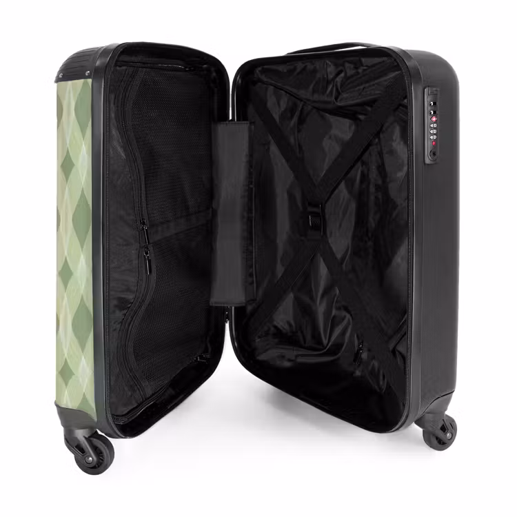Koffer - Salbeigrün – Geometrisch – Organisch – Gitterwerk – Muster - Saliegroen - Geometrisch - Organisch - Traliewerk - Patroon NBS - Handbagage koffer - Volwassenen Unisex middel