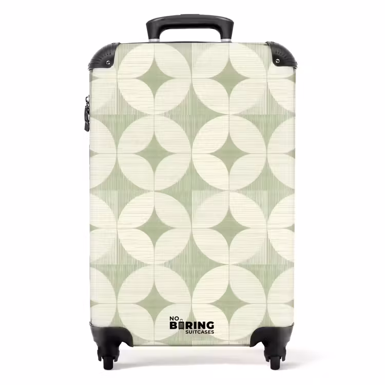 Koffer - Salbeigrün – Geometrisch – Retro - Saliegroen - Geometrisch - Retro NBS - Handbagage koffer - Volwassenen Unisex middel