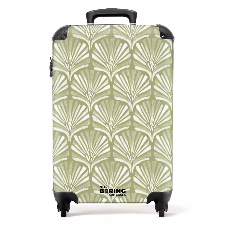 Koffer - Salbeigrün – Ginkgo Biloba – Fächer – Muster - Saliegroen - Ginkgo Biloba - Waaier - Patroon NBS - Handbagage koffer - Volwassenen Unisex middel