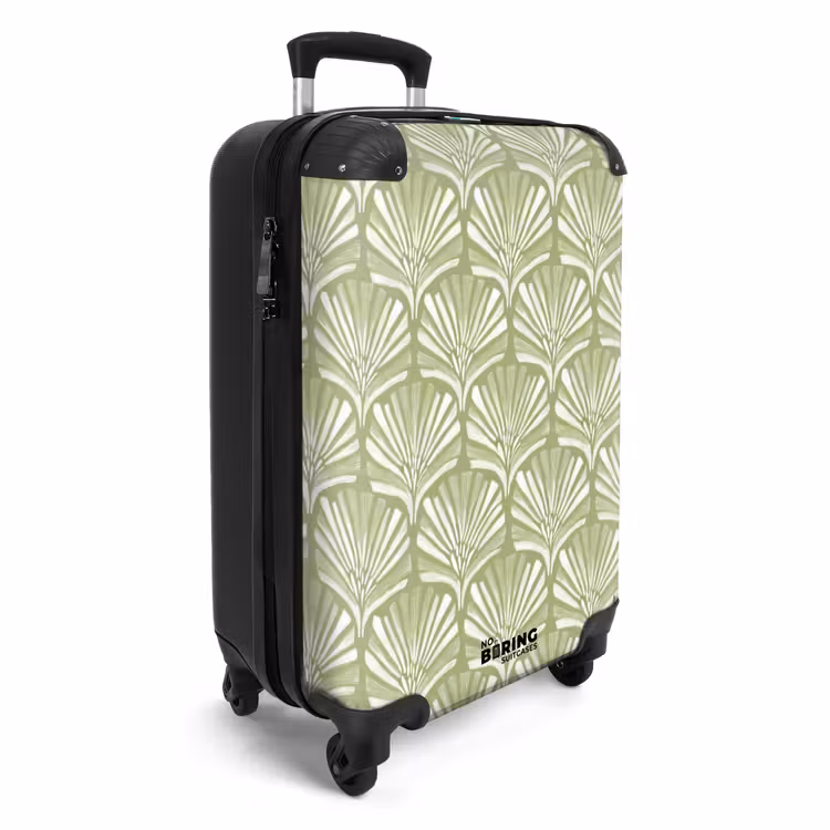 Koffer - Salbeigrün – Ginkgo Biloba – Fächer – Muster - Saliegroen - Ginkgo Biloba - Waaier - Patroon NBS - Handbagage koffer - Volwassenen Unisex middel