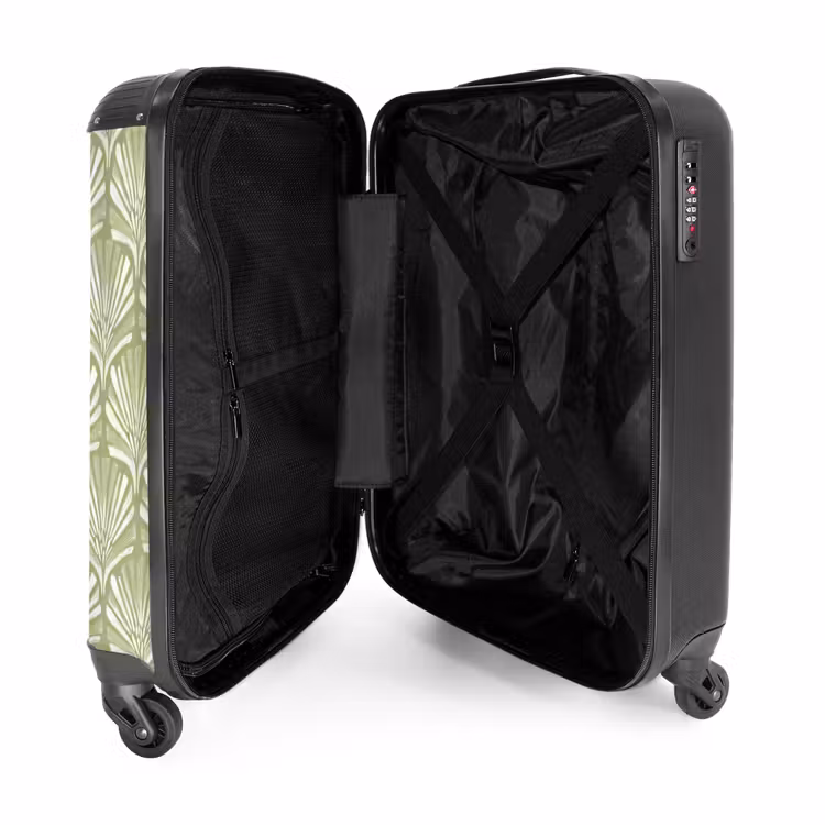 Koffer - Salbeigrün – Ginkgo Biloba – Fächer – Muster - Saliegroen - Ginkgo Biloba - Waaier - Patroon NBS - Handbagage koffer - Volwassenen Unisex middel