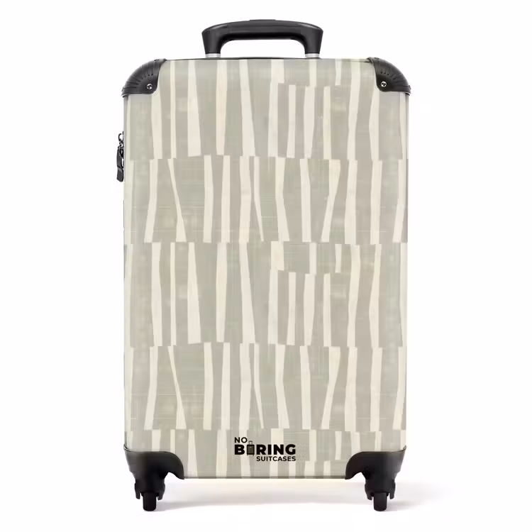 Koffer - Salbeigrün – Streifen – Geometrisch – Textur – Muster - Saliegroen - Strepen - Geometrisch - Textuur - Patroon NBS - Handbagage koffer - Volwassenen Unisex middel
