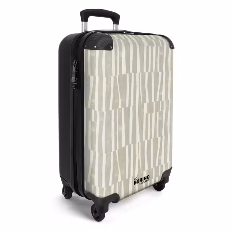 Koffer - Salbeigrün – Streifen – Geometrisch – Textur – Muster - Saliegroen - Strepen - Geometrisch - Textuur - Patroon NBS - Handbagage koffer - Volwassenen Unisex middel