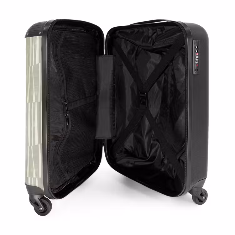 Koffer - Salbeigrün – Streifen – Geometrisch – Textur – Muster - Saliegroen - Strepen - Geometrisch - Textuur - Patroon NBS - Handbagage koffer - Volwassenen Unisex middel