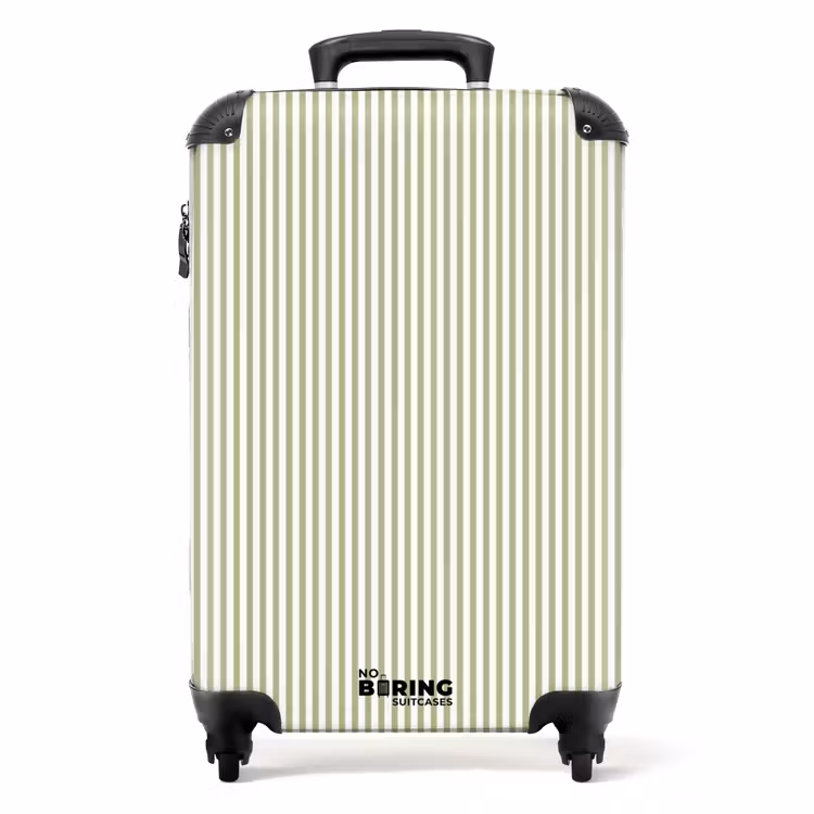 Koffer - Salbeigrün – Streifen – Minimalistisch – Muster - Saliegroen - Strepen - Minimalistisch - Patroon NBS - Handbagage koffer - Volwassenen Unisex middel