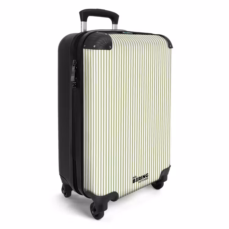 Koffer - Salbeigrün – Streifen – Minimalistisch – Muster - Saliegroen - Strepen - Minimalistisch - Patroon NBS - Handbagage koffer - Volwassenen Unisex middel