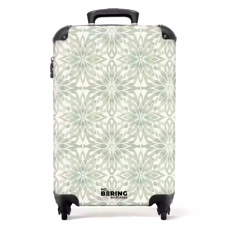 Koffer - Salbeigrün – Symmetrisch – Mandala – Ornament – Muster - Saliegroen - Symmetrisch - Mandala - Ornament - Patroon NBS - Handbagage koffer - Volwassenen Unisex middel