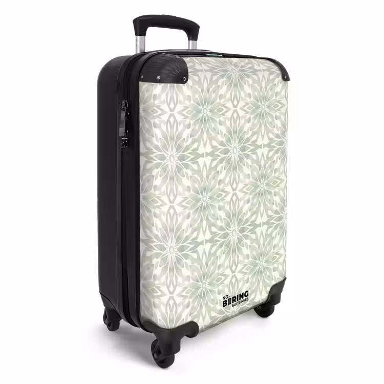 Koffer - Salbeigrün – Symmetrisch – Mandala – Ornament – Muster - Saliegroen - Symmetrisch - Mandala - Ornament - Patroon NBS - Handbagage koffer - Volwassenen Unisex middel