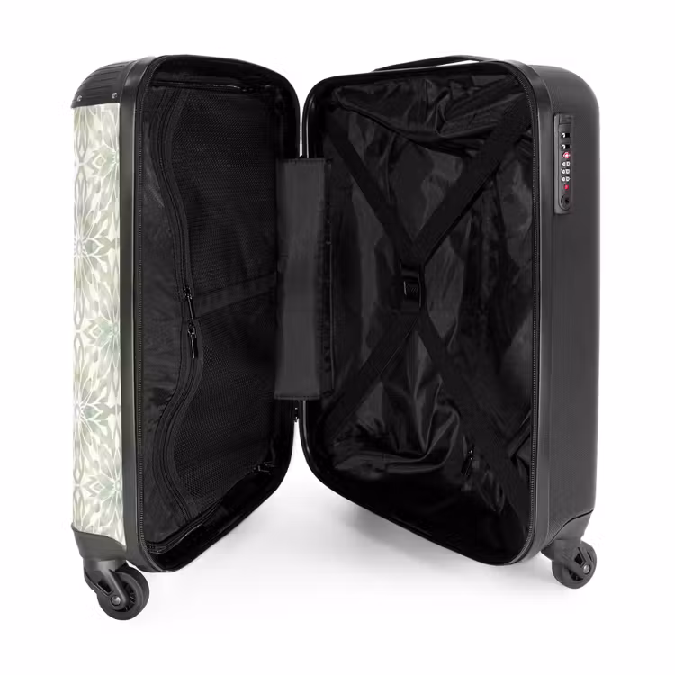 Koffer - Salbeigrün – Symmetrisch – Mandala – Ornament – Muster - Saliegroen - Symmetrisch - Mandala - Ornament - Patroon NBS - Handbagage koffer - Volwassenen Unisex middel