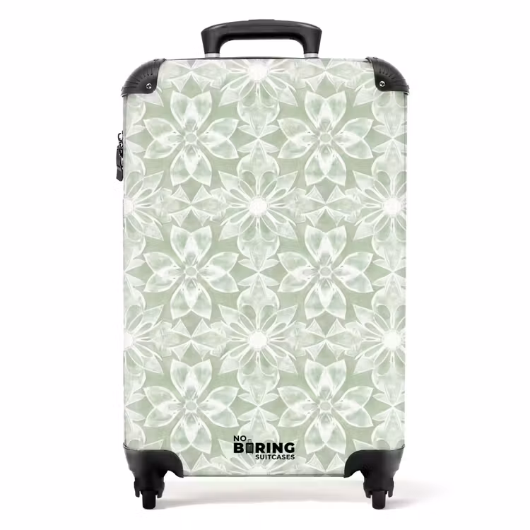 Koffer - Salbeigrün – Symmetrisch – Mandala – Ornament – Muster - Saliegroen - Symmetrisch - Mandala - Ornament - Patroon NBS - Handbagage koffer - Volwassenen Unisex middel