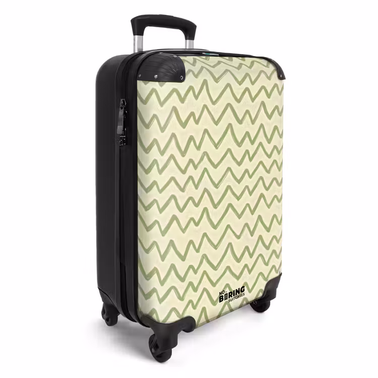 Koffer - Salbeigrün – Zickzack – Handgezeichnet – Muster - Saliegroen - Zigzag - Handgetekend - Patroon NBS - Handbagage koffer - Volwassenen Unisex middel