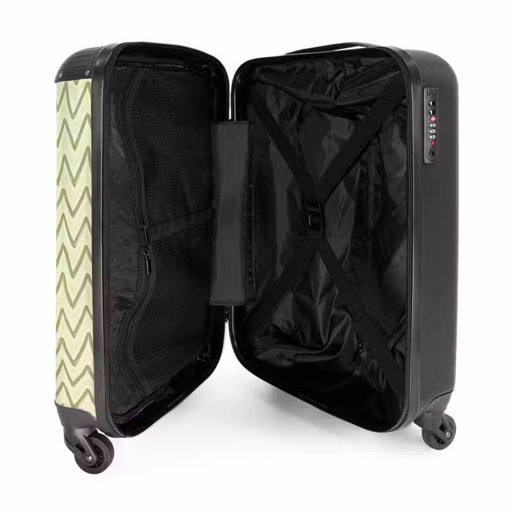 Koffer - Salbeigrün – Zickzack – Handgezeichnet – Muster - Saliegroen - Zigzag - Handgetekend - Patroon NBS - Handbagage koffer - Volwassenen Unisex middel
