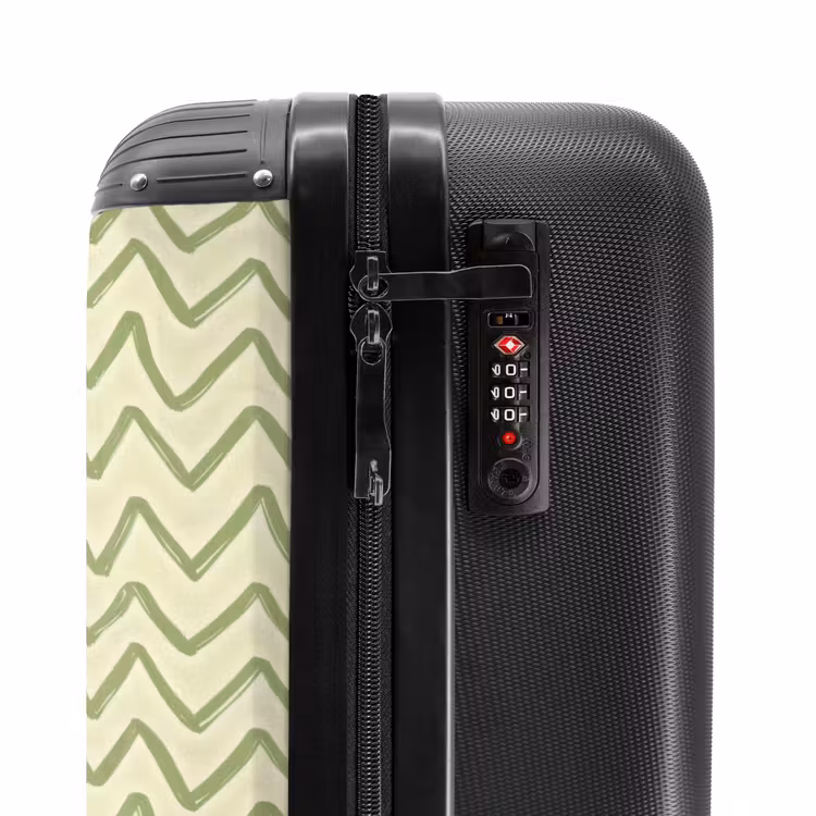 Koffer - Salbeigrün – Zickzack – Handgezeichnet – Muster - Saliegroen - Zigzag - Handgetekend - Patroon NBS - Handbagage koffer - Volwassenen Unisex middel