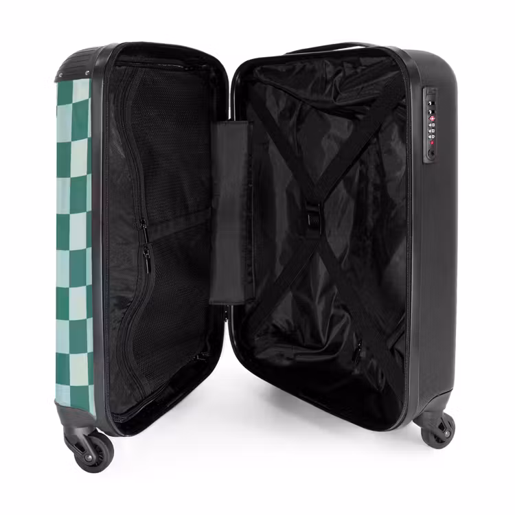 Koffer - Schach – Klassisch – Grün - Schaak - Klassiek - Groen NBS - Handbagage koffer - Vrouwen middel