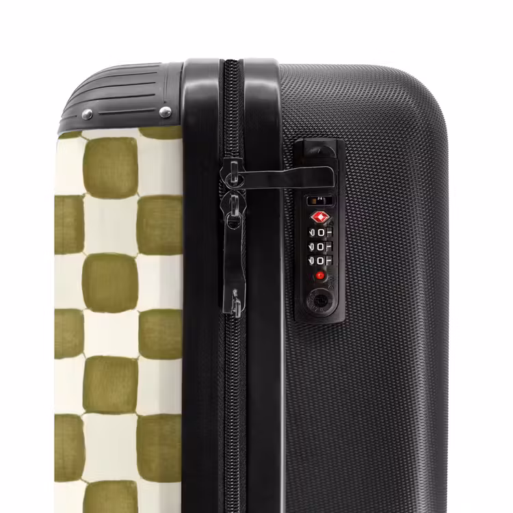 Schaak - Patroon - Groen NBS - Handbagage koffer - Volwassenen Unisex middel -slot