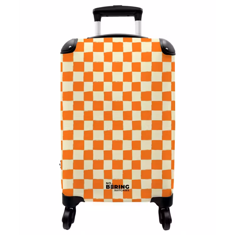 Koffer - Schach – Muster – Orange - Schaak - Patroon - Oranje NBS - Handbagage koffer - Vrouwen middel