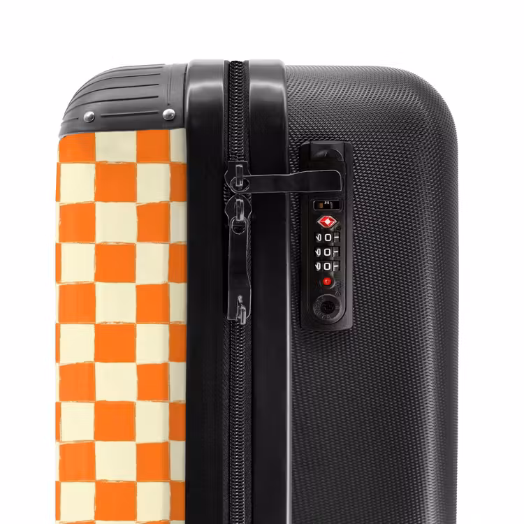 Koffer - Schach – Muster – Orange - Schaak - Patroon - Oranje NBS - Handbagage koffer - Vrouwen middel