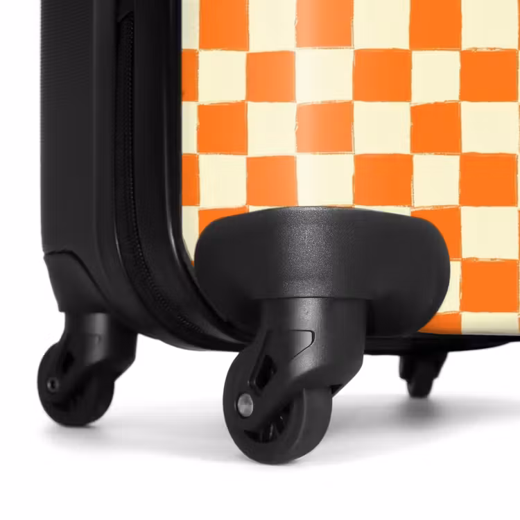 Koffer - Schach – Muster – Orange - Schaak - Patroon - Oranje NBS - Handbagage koffer - Vrouwen middel
