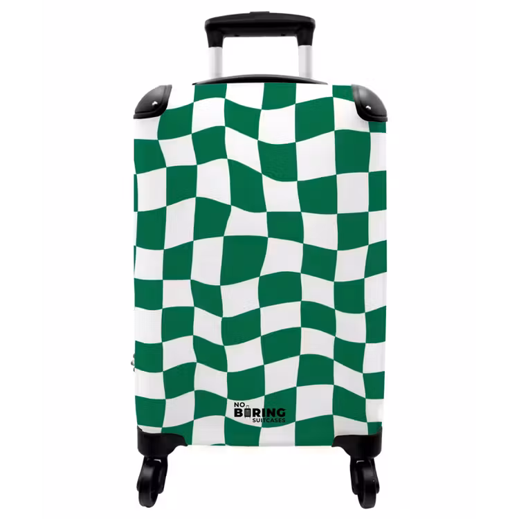 Koffer - Schachbrett – gewellt – grün - Schaakbord - Golvend - Groen NBS - Handbagage koffer - Vrouwen middel
