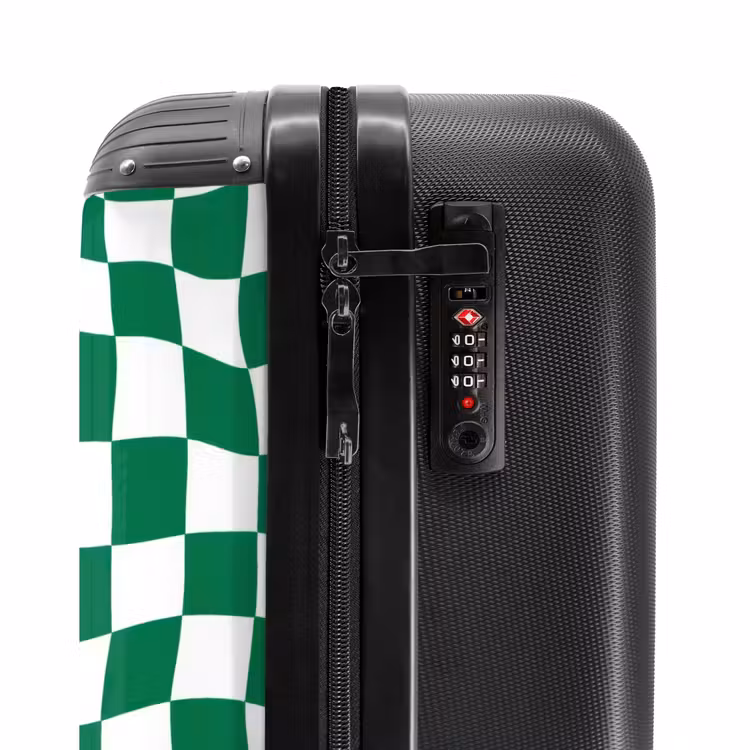 Koffer - Schachbrett – gewellt – grün - Schaakbord - Golvend - Groen NBS - Handbagage koffer - Vrouwen middel