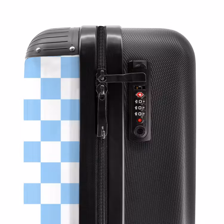 Koffer - Schachbrett – Klassisch – Blau - Schaakbord - Klassiek - Blauw NBS - Handbagage koffer - Vrouwen middel