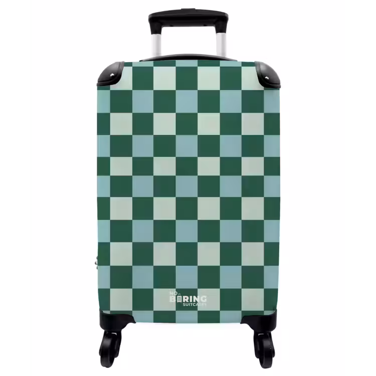 Koffer - Schachbrett – Klassisch – Grün - Schaakbord - Klassiek - Groen NBS - Handbagage koffer - Vrouwen middel