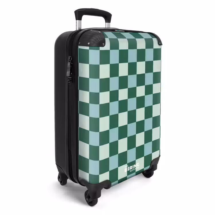 Koffer - Schachbrett – Klassisch – Grün - Schaakbord - Klassiek - Groen NBS - Handbagage koffer - Vrouwen middel