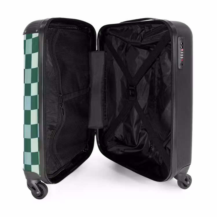 Koffer - Schachbrett – Klassisch – Grün - Schaakbord - Klassiek - Groen NBS - Handbagage koffer - Vrouwen middel