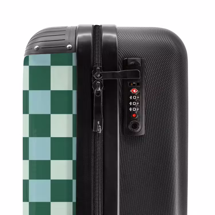 Koffer - Schachbrett – Klassisch – Grün - Schaakbord - Klassiek - Groen NBS - Handbagage koffer - Vrouwen middel