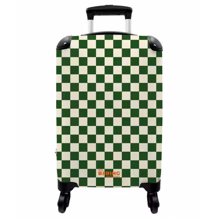 Koffer - Schachbrett – Muster – Grün - Schaakbord - Patroon - Groen NBS - Handbagage koffer - Vrouwen middel