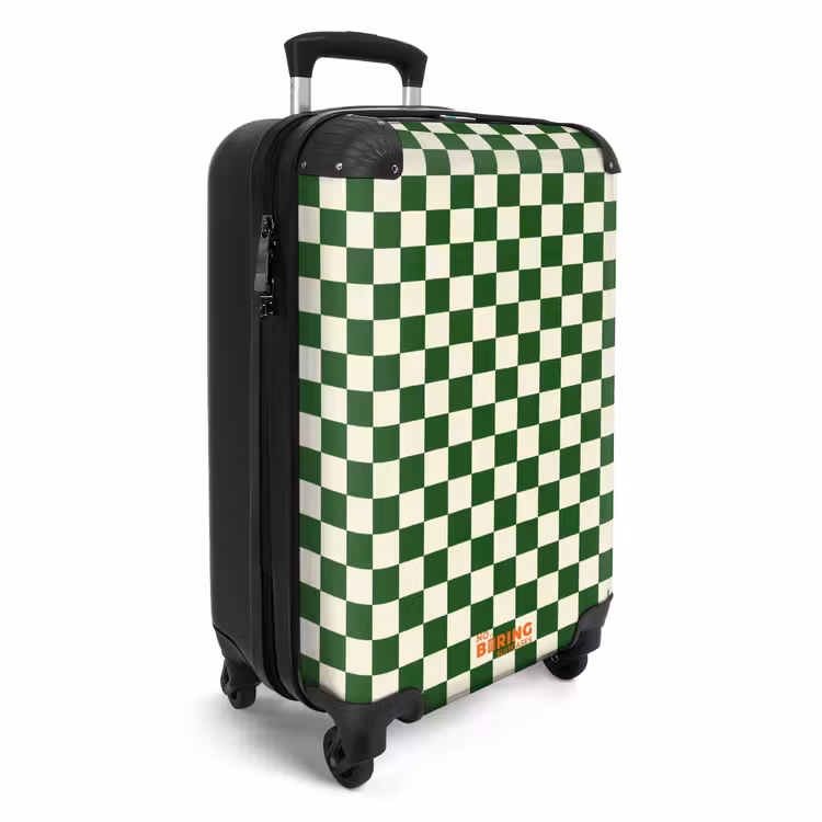 Koffer - Schachbrett – Muster – Grün - Schaakbord - Patroon - Groen NBS - Handbagage koffer - Vrouwen middel