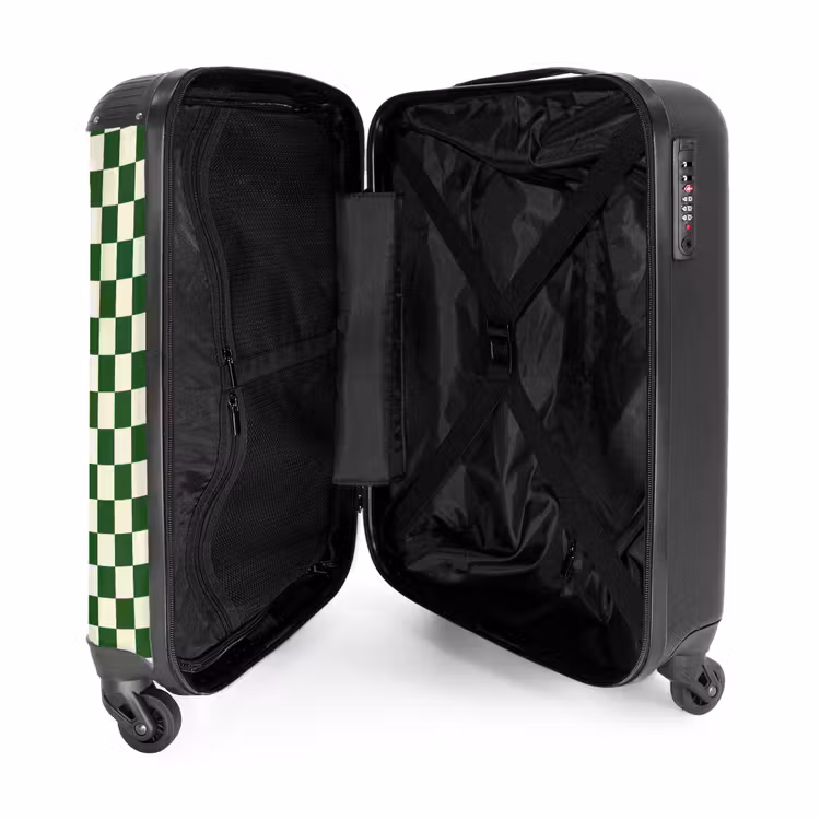 Koffer - Schachbrett – Muster – Grün - Schaakbord - Patroon - Groen NBS - Handbagage koffer - Vrouwen middel
