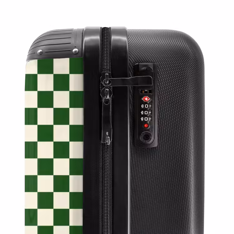 Koffer - Schachbrett – Muster – Grün - Schaakbord - Patroon - Groen NBS - Handbagage koffer - Vrouwen middel