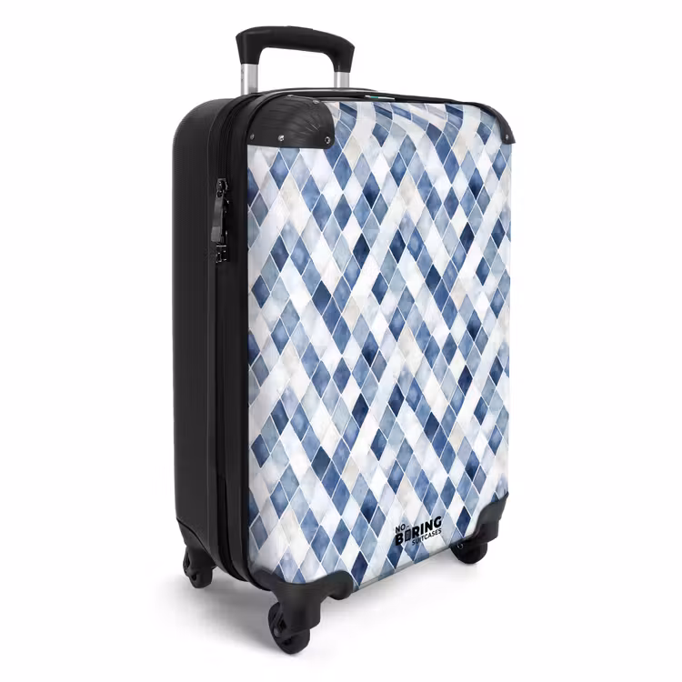 Ruit patroon blauw NBS - Handbagage koffer - Volwassenen Unisex middel -productfoto_3d