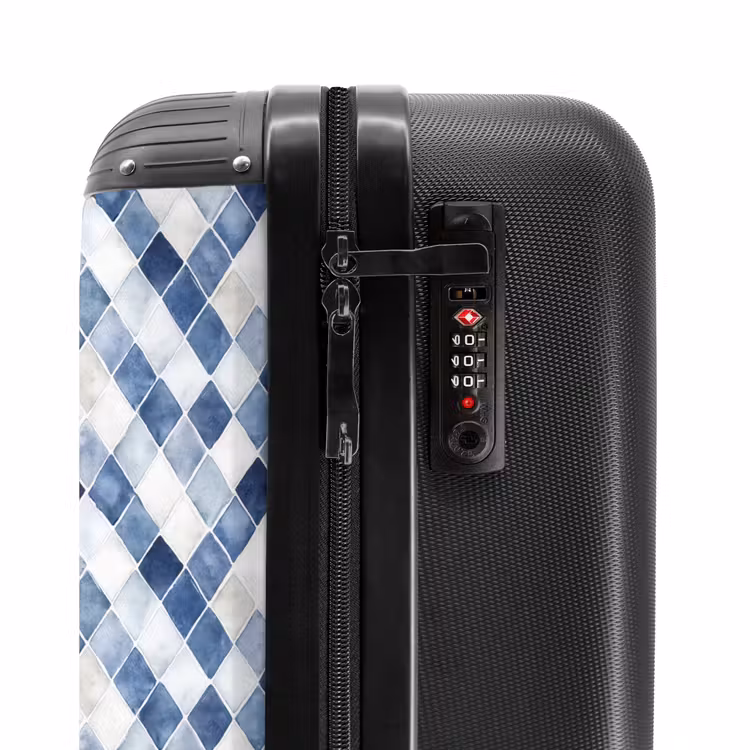 Ruit patroon blauw NBS - Handbagage koffer - Volwassenen Unisex middel -slot