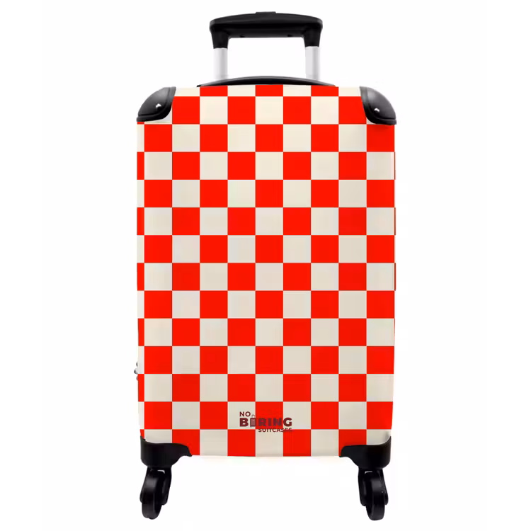 Koffer - Schachbrettmuster – Rot – Weiß - Schaakbordpatroon - Rood - Wit NBS - Handbagage koffer - Vrouwen middel