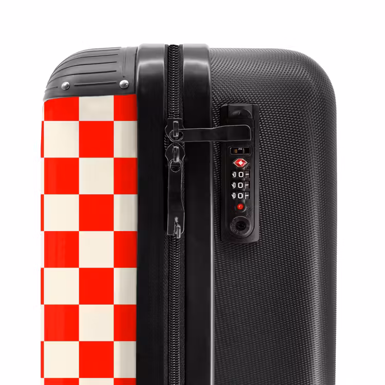 Koffer - Schachbrettmuster – Rot – Weiß - Schaakbordpatroon - Rood - Wit NBS - Handbagage koffer - Vrouwen middel