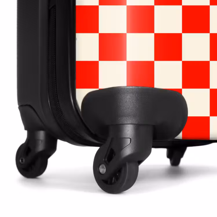 Koffer - Schachbrettmuster – Rot – Weiß - Schaakbordpatroon - Rood - Wit NBS - Handbagage koffer - Vrouwen middel