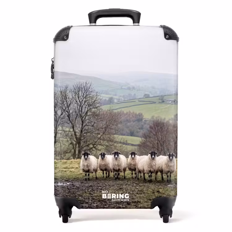 Koffer - Schafe – Reihe – Weide – Tiere – Land - Schapen - Rij - Weide - Dieren - Platteland NBS - Handbagage koffer - Volwassenen Unisex middel
