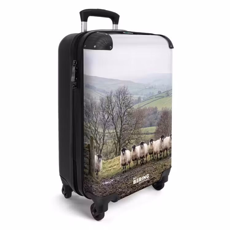 Koffer - Schafe – Reihe – Weide – Tiere – Land - Schapen - Rij - Weide - Dieren - Platteland NBS - Handbagage koffer - Volwassenen Unisex middel