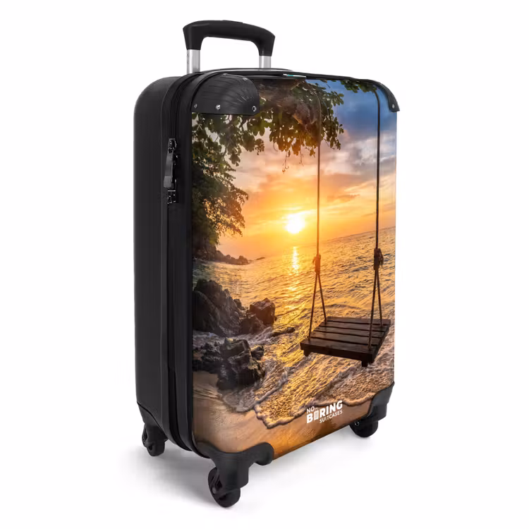 Koffer - Schaukel – Strand – Sonnenuntergang – Natur – Orange - Schommel - Strand - Zonsondergang - Natuur - Oranje NBS - Handbagage koffer - Volwassenen Unisex middel