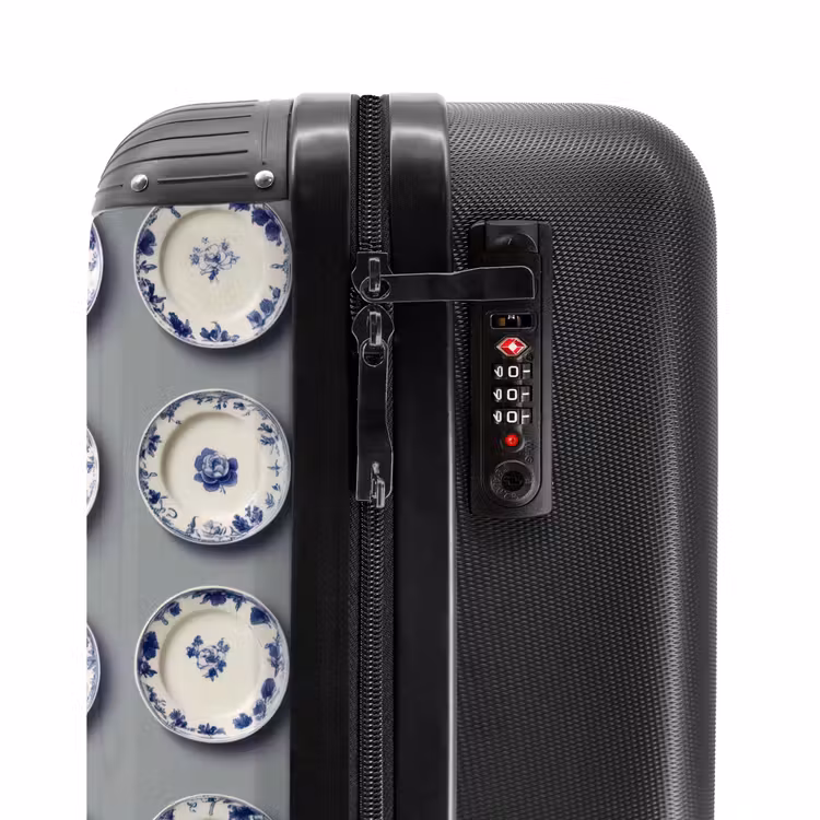 Borden - Bloemen - Blauw - Wit NBS - Handbagage koffer - Volwassenen Unisex middel -slot