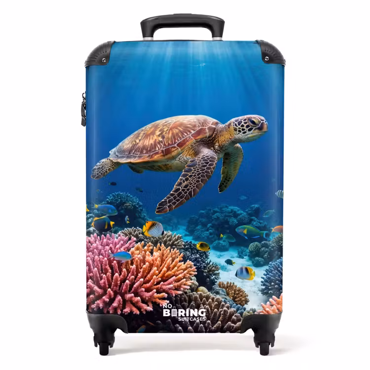 Koffer - Schildkröte – Korallenriff – Ozean – Tiere – Blau - Schildpad - Koraalrif - Oceaan - Dieren - Blauw NBS - Handbagage koffer - Volwassenen Unisex middel