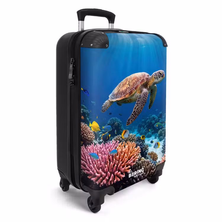 Koffer - Schildkröte – Korallenriff – Ozean – Tiere – Blau - Schildpad - Koraalrif - Oceaan - Dieren - Blauw NBS - Handbagage koffer - Volwassenen Unisex middel