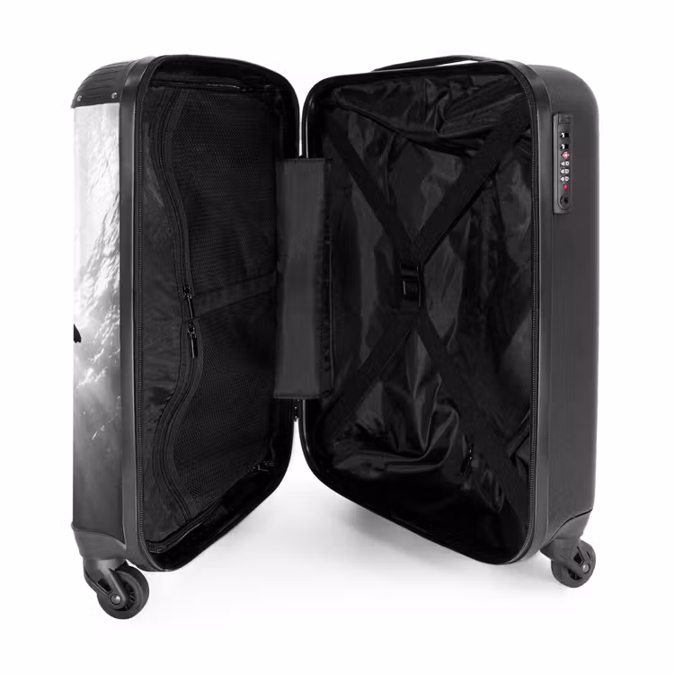Koffer - Schildkröte – Unterwasser – Lichtstrahlen – Ozean – Schwarz-Weiß - Schildpad - Onderwater - Lichtstralen - Oceaan - Zwart-wit NBS - Handbagage koffer - Volwassenen Unisex middel