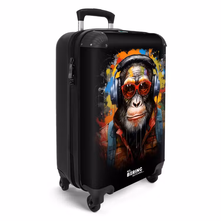 Chimpansee met koptelefoon en graffiti-spray NBS - Handbagage koffer - Volwassenen Unisex middel -productfoto_3d