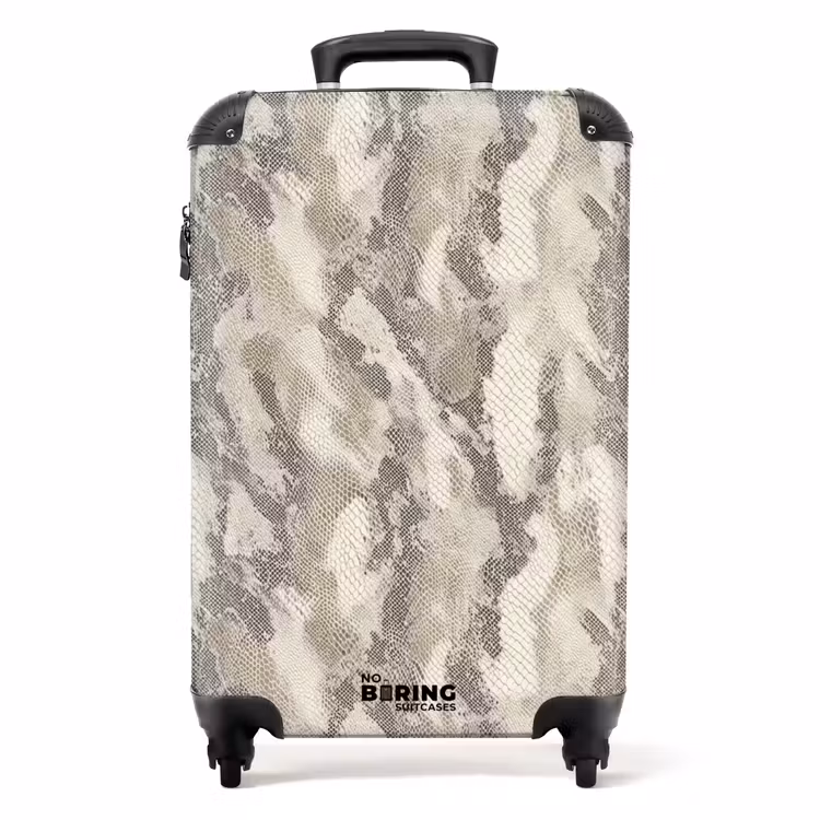 Slang - Patroon - Taupe NBS - Handbagage koffer - Volwassenen Unisex middel -productfoto_recht
