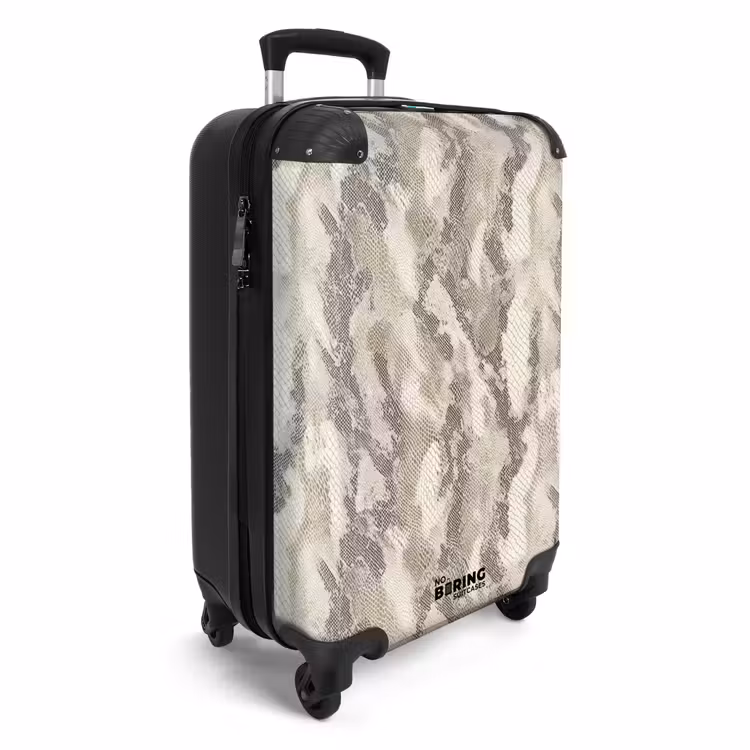 Slang - Patroon - Taupe NBS - Handbagage koffer - Volwassenen Unisex middel -productfoto_3d