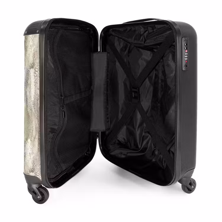 Slang - Textuur - Zand NBS - Handbagage koffer - Volwassenen Unisex middel -binnenkant