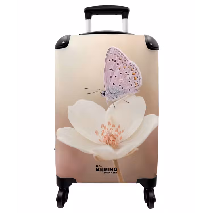 Koffer - Schmetterling – Blume – Blau - Vlinder - Bloem - Blauw NBS - Handbagage koffer - Vrouwen middel